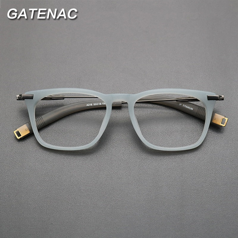 Gatenac Unisex Full Rim Square Titanium Acetate Frame Eyeglasses Gxyj768 Full Rim Gatenac   
