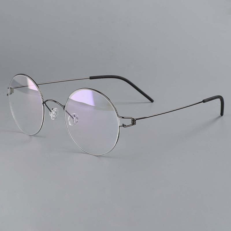 CCspace Unisex Full Rim Round Titanium Alloy Screwless Eyeglasses 54710 Full Rim CCspace China Gun 