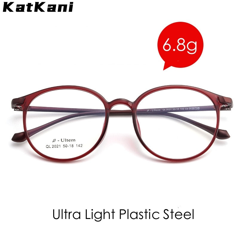 KatKani Unisex Full Rim Round Ultem Steel Eyeglasses 2021ql Full Rim KatKani Eyeglasses   