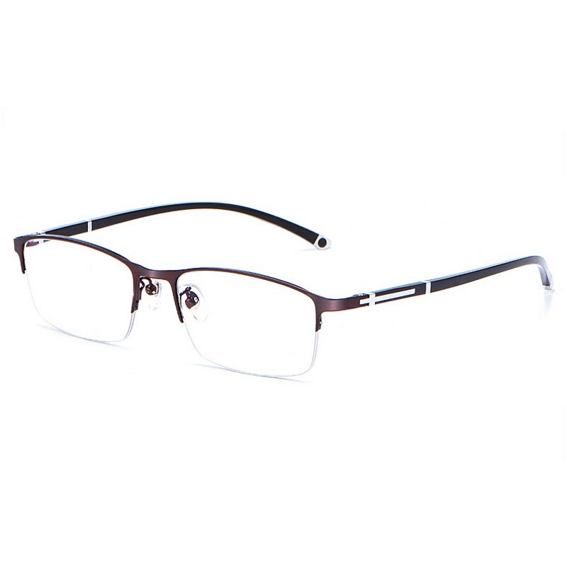 KatKani Unisex Full Rim Square Alloy Eyeglasses P9211 Full Rim KatKani Eyeglasses Half-Coffee  