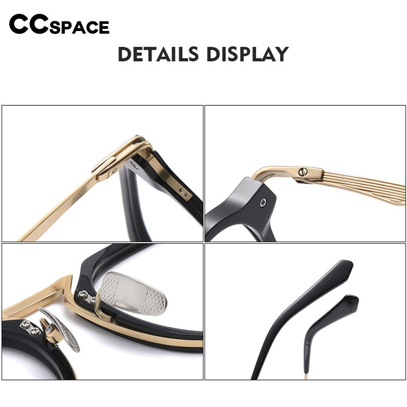 CCSpace Unisex Full Rim Flat Square Titanium Eyeglasses 55372 Full Rim CCspace   