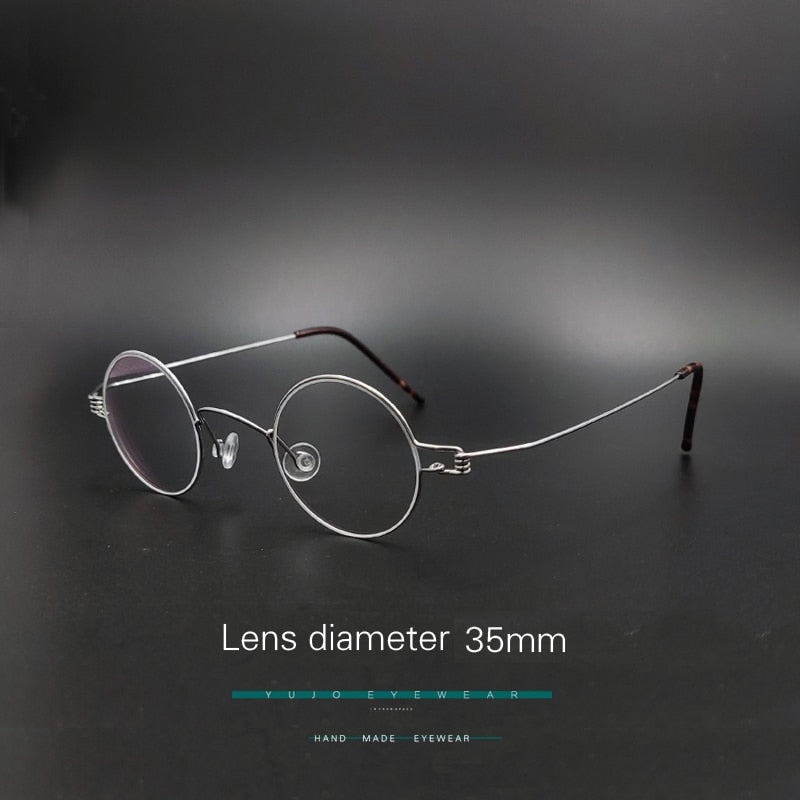 Yujo Unisex Full Rim Round Stainless Steel Customized Lens Small Eyeglasses Full Rim Yujo   