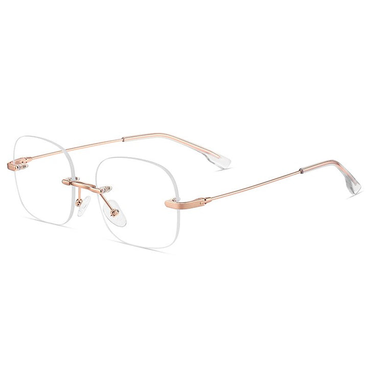 Handoer Men's Rimless Customized Lens Shape Titanium Eyeglasses 31315 Rimless Handoer Rose Gold  