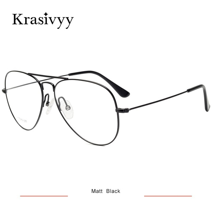 Krasivyy Men's Full Rim Square Oval Double Bridge Titanium Eyeglasses Kr16050 Full Rim Krasivyy S  Matt Black CN 