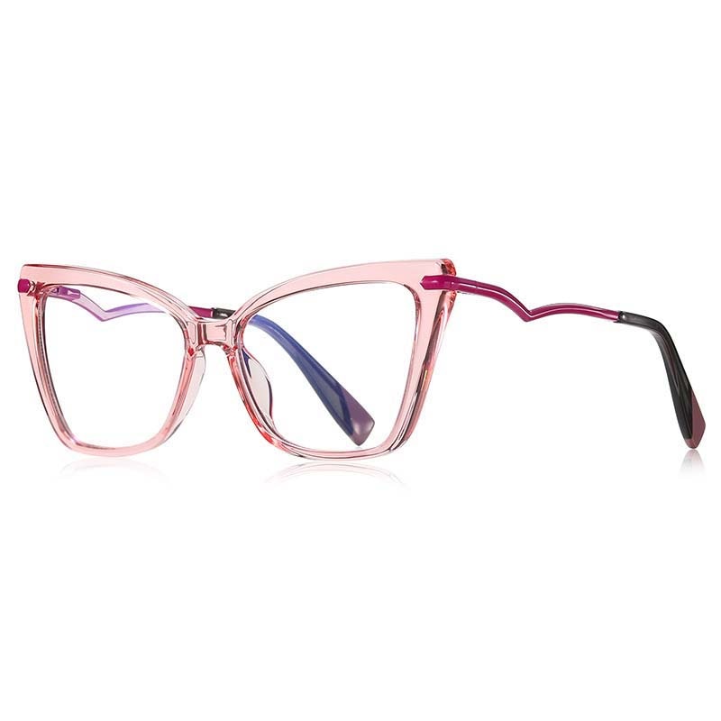 CCSpace Women's Full Rim Square Cat Eye Tr 90 Titanium Eyeglasses 53148 Full Rim CCspace China Pink 