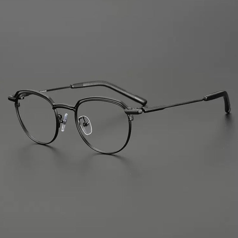 Gatenac Unisex Full Rim Round Square Titanium Eyeglasses Gxyj907 Full Rim Gatenac Black  