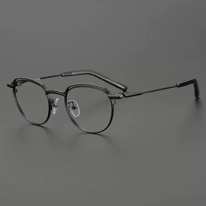 Gatenac Unisex Full Rim Round Square Titanium Eyeglasses Gxyj907 Full Rim Gatenac Black  
