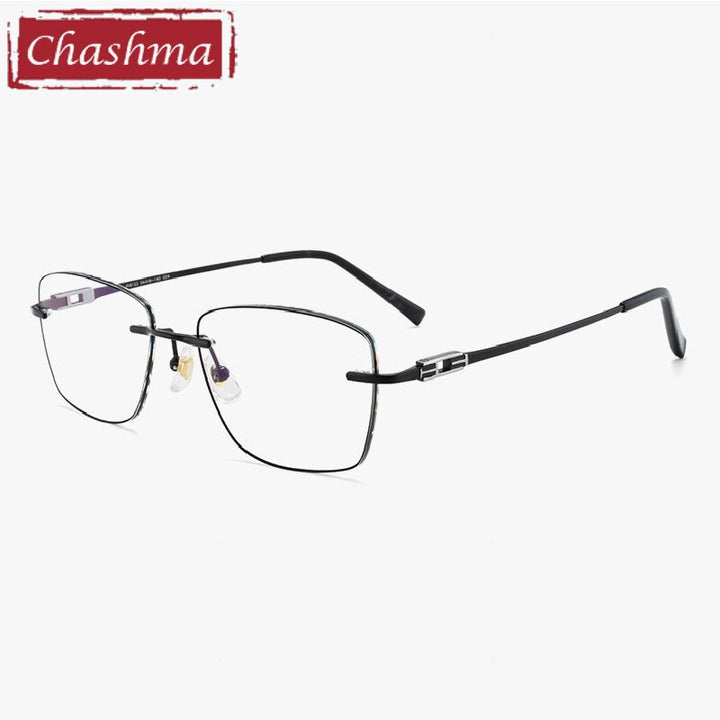 Chashma Ottica Men's Rimless Square Titanium Eyeglasses 8122 Rimless Chashma Ottica Black Transparent  