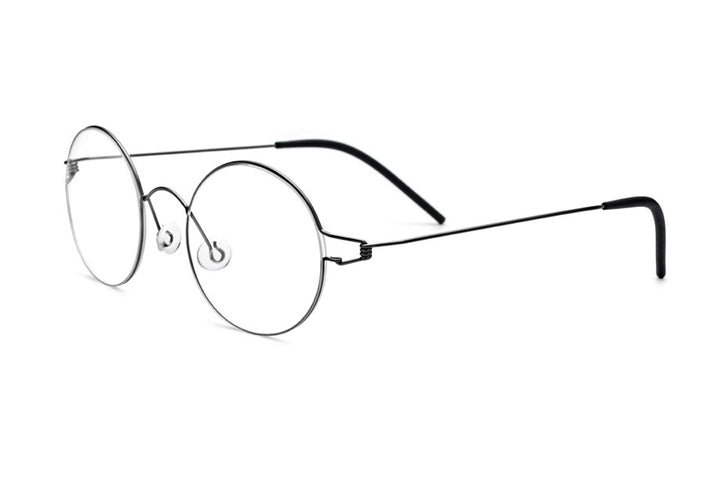 Muzz Men's Full Rim Square Titanium Alloy Screwless Frame Eyeglasses 3in3 Full Rim Muzz Round Black  