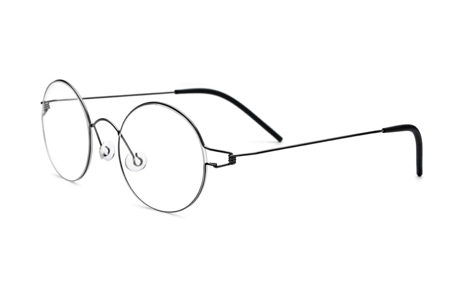 Muzz Men's Full Rim Round Titanium Alloy Screwless Frame Eyeglasses 3In1 Full Rim Muzz Round Black  