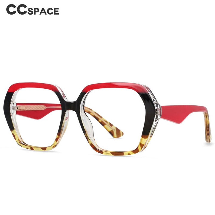 CCspace Women's Full Rim Irregular Square Tr 90 Titanium Eyeglasses 55340 Full Rim CCspace   