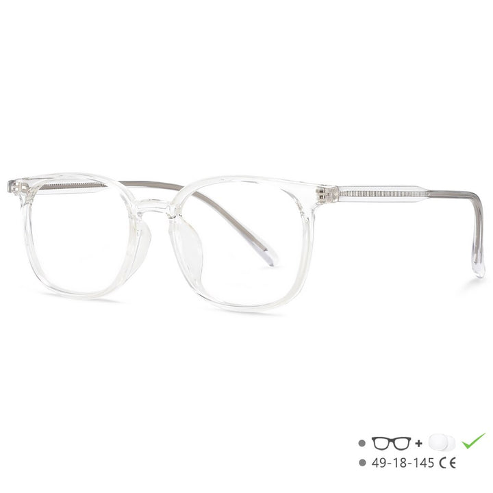 CCspace Unisex Full Rim Square Tr 90 Acetate Eyeglasses 55518 Full Rim CCspace White China 