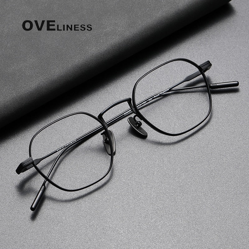 Oveliness Unisex Full Rim Irregular Square Titanium Eyeglasses 80808 Full Rim Oveliness   