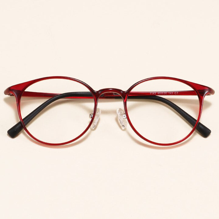 Kansept Women's Full Rim Round Carbon Steel Ultem Eyeglasses Full Rim Kansept C7 Wine red CN 