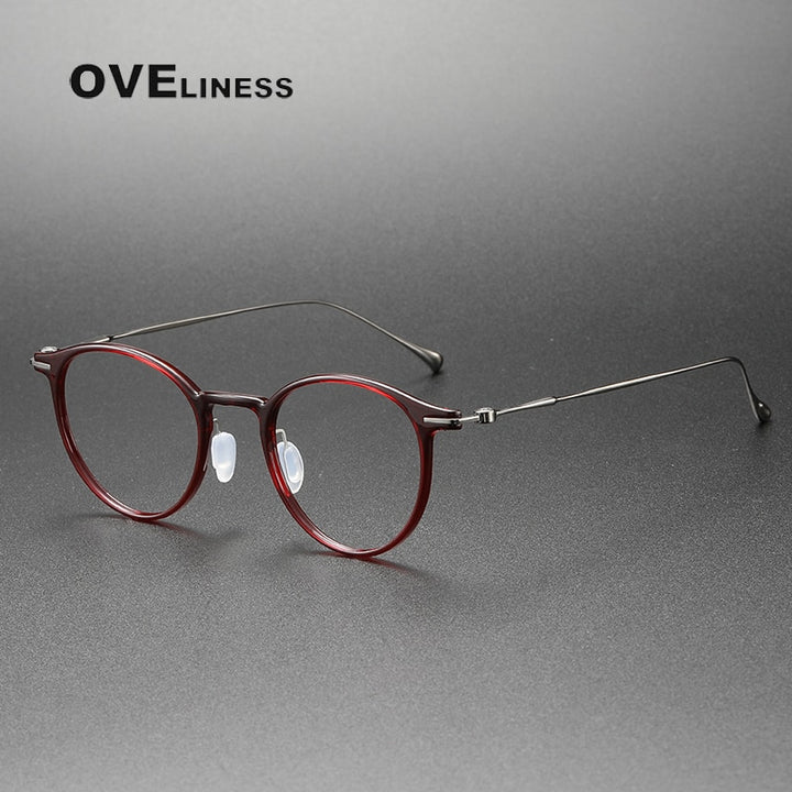 Oveliness Unisex Full Rim Round Square Tr 90 Titanium Eyeglasses Full Rim Oveliness red  