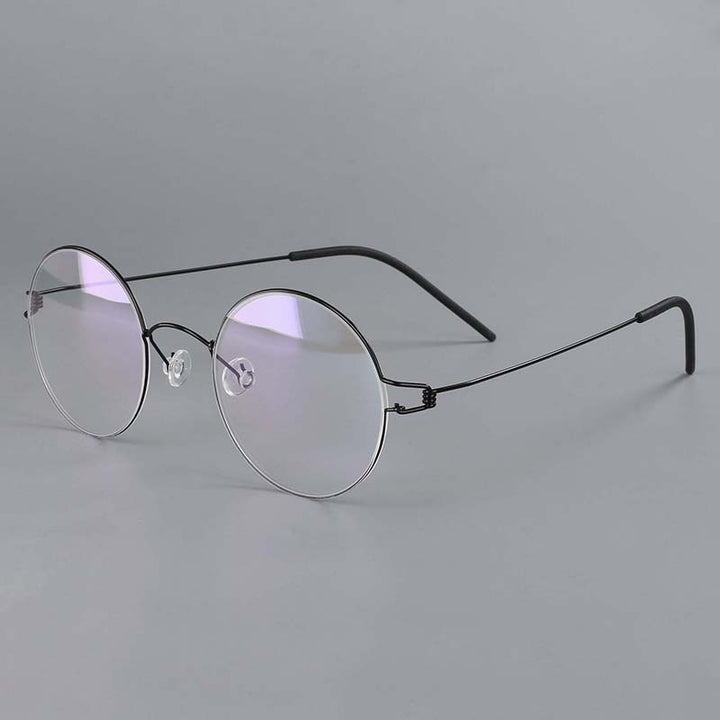 CCspace Unisex Full Rim Round Titanium Alloy Screwless Eyeglasses 54710 Full Rim CCspace China Black 