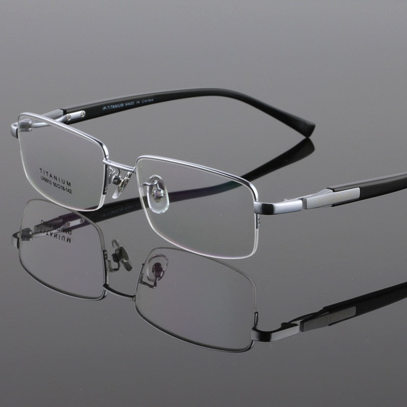 Zirosat Unisex Semi Rim Square Titanium Eyeglasses 9910 Semi Rim Zirosat Silver  