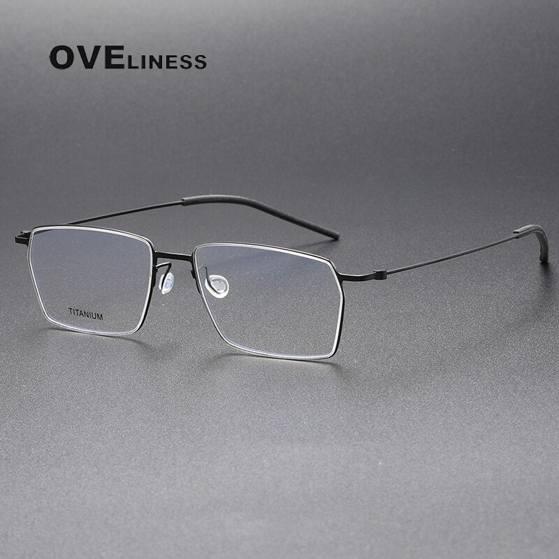 Oveliness Unisex Full Rim Square Titanium Eyeglasses 5509 Full Rim Oveliness black  