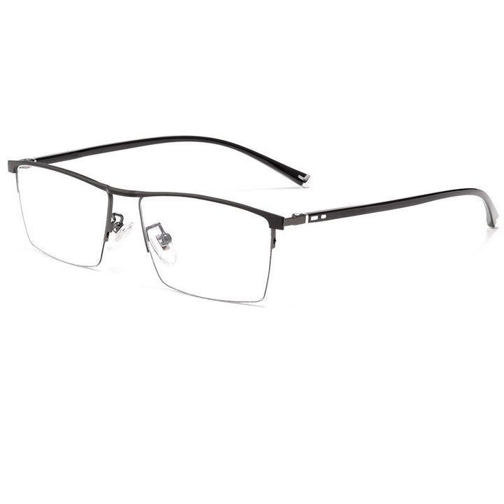 Katkani Men's Semi Rim Square Tr 90 Acetate Alloy Eyeglasses 8385zm Semi Rim KatKani Eyeglasses Black Gun  
