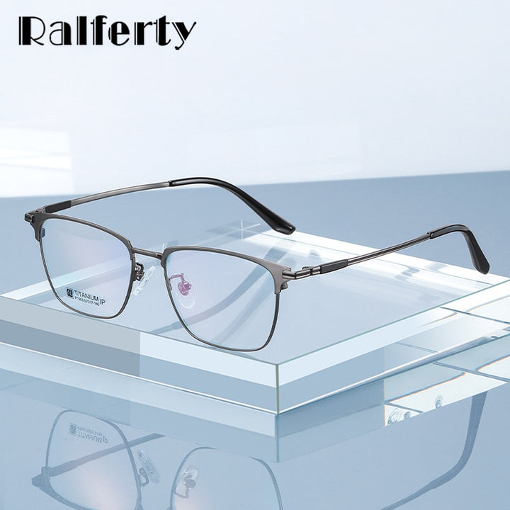 Ralferty Men's Full Rim Square Titanium Eyeglasses Full Rim Ralferty   