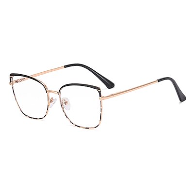 Ralferty Women's Full Rim Square Tr 90 Acetate Alloy Eyeglasses F82051 Full Rim Ralferty C2 Black Leopard China 