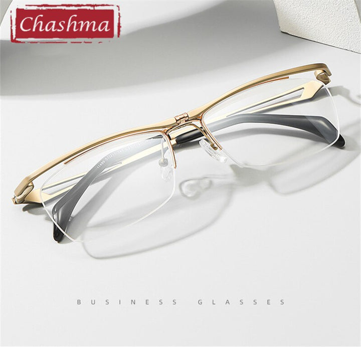 Chashma Ottica Men's Semi Rim Square Titanium Eyeglasses 11489 Semi Rim Chashma Ottica   