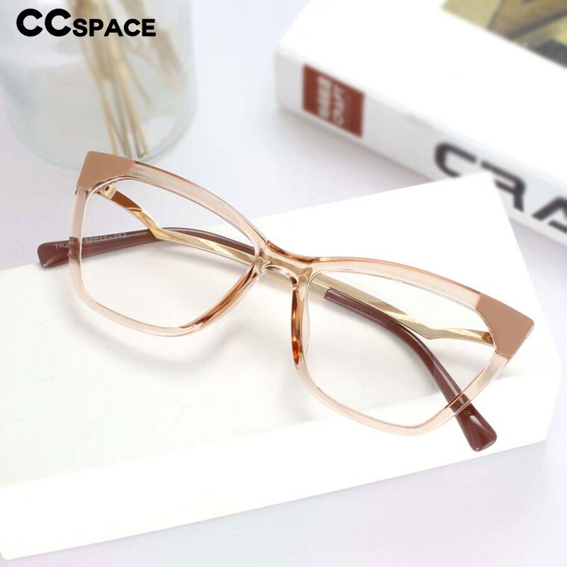 CCSpace Women's Full Rim Square Cat Eye Resin Frame Eyeglasses 54127 Full Rim CCspace   