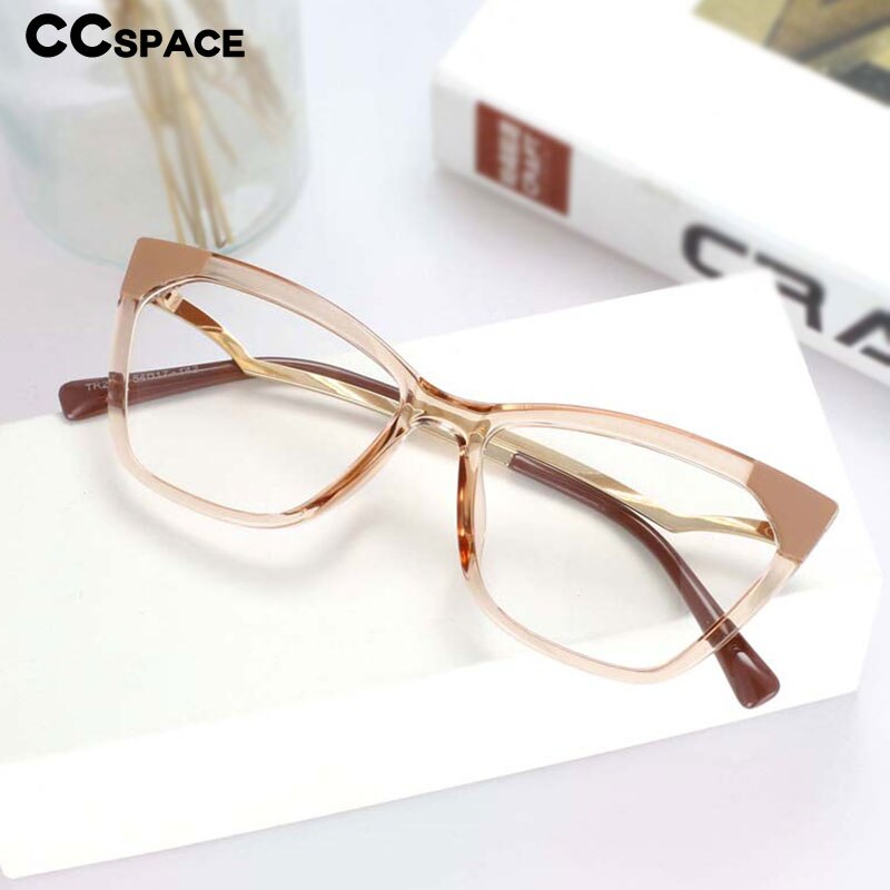 CCspace Women's Full Rim Square Cat Eye Resin Frame Eyeglasses 54127 Full Rim CCspace   