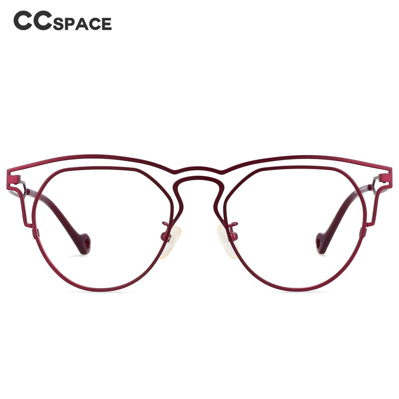 CCspace Unisex Full Rim Round Double Bridge Titanium Eyeglasses 55522 Full Rim CCspace   