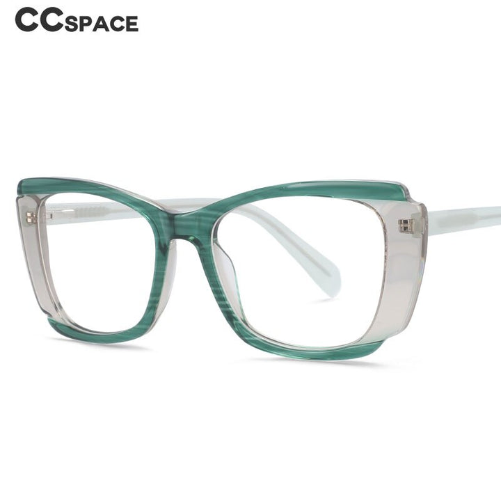 CCSpace Unisex Full Rim Square Acetate Patchwork Frame Eyeglasses 54120 Full Rim CCspace   