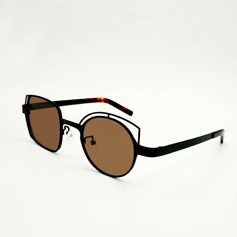 Yujo Unisex Full Rim Irregular Square Round Stainless Steel Polarized Sunglasses Sunglasses Yujo   
