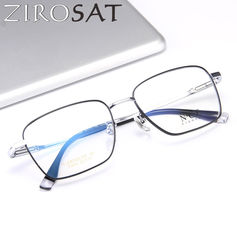 Zirosat Men's Full Rim Square Titanium Eyeglasses T005 Full Rim Zirosat   