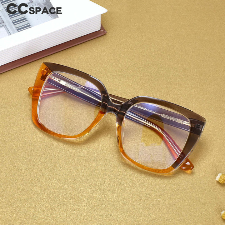 CCSpace Women's Full Rim Square Tr 90 Titanium Frame Eyeglasses 54588 Full Rim CCspace   