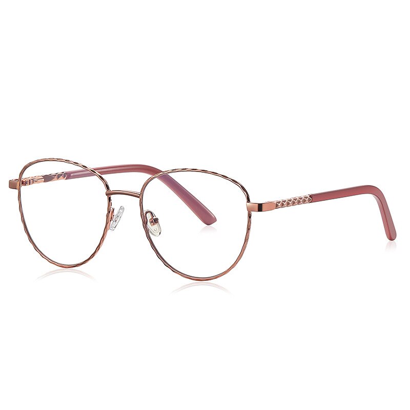 CCSpace Women's Full Rim Round Square Stainless Steel Eyeglasses 54529 Full Rim CCspace China Rose re 