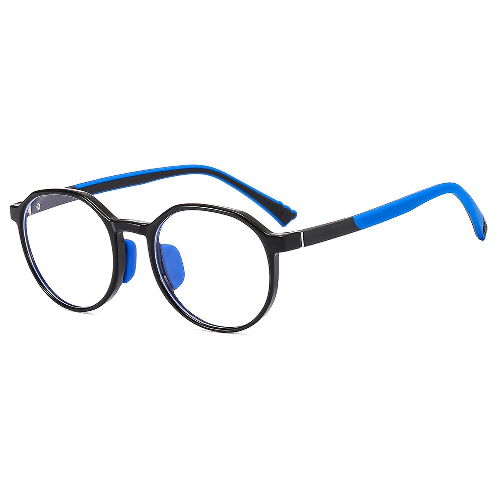 CCspace Unisex Youth Full Rim Round Silicone Eyeglasses 54669 Full Rim CCspace Black blue China 