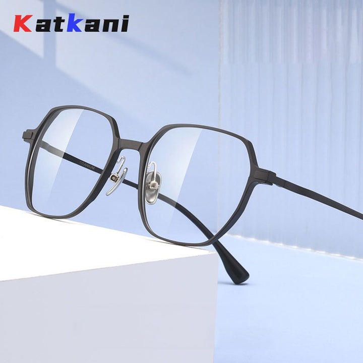 KatKani Unisex Full Rim Polygon Square Aluminum Magnesium Eyeglasses L5067M Full Rim KatKani Eyeglasses   