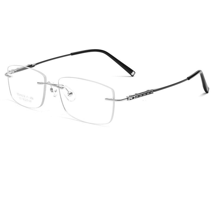 Handoer Men's Rimless Customized Lens Titanium Eyeglasses Z10wk Rimless Handoer Silver  