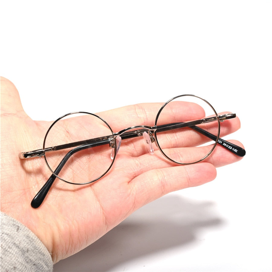 Cubojue Unisex Full Rim Small Round Myopic Alloy Reading Glasses 201 Reading Glasses Cubojue 0 Silver 