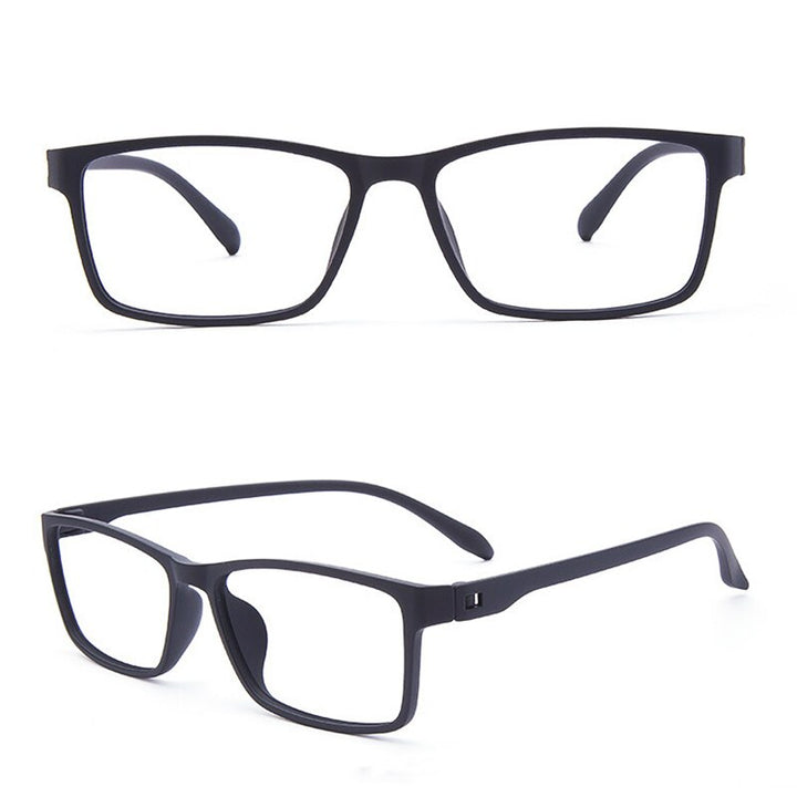Katkani Unisex Full Rim Square Tr 90 Screwless Eyeglasses 66010 Full Rim KatKani Eyeglasses Black  