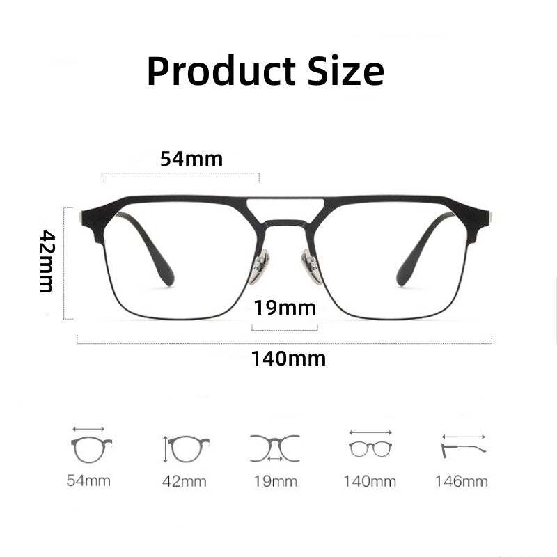 KatKani Unisex Full Rim  Square Titanium Double Bridge Eyeglasses 9204 Full Rim KatKani Eyeglasses   