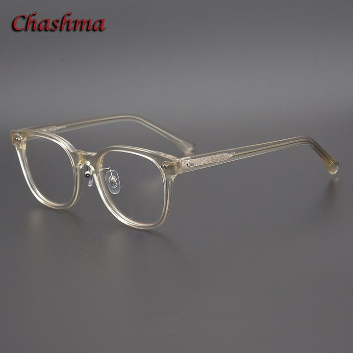 Chashma Ochki Unisex Full Rim Round Handcrafted Acetate Eyeglasses 2060 Full Rim Chashma Ochki Transparent Brown  