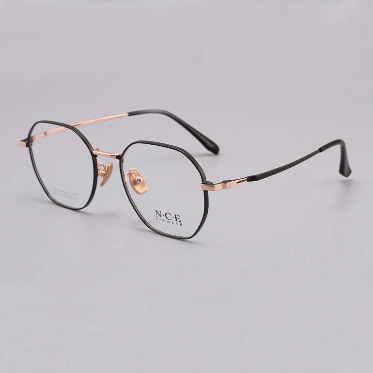Zirosat Women's Full Rim Round Titanium Acetate Frame Eyeglasses 88317 Full Rim Zirosat black-golden  