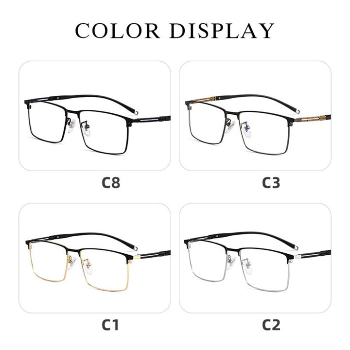 Hotochki Men's Full Rim Square Tr 90 Titanium Frame Eyeglasses T8607t Full Rim Hotochki   