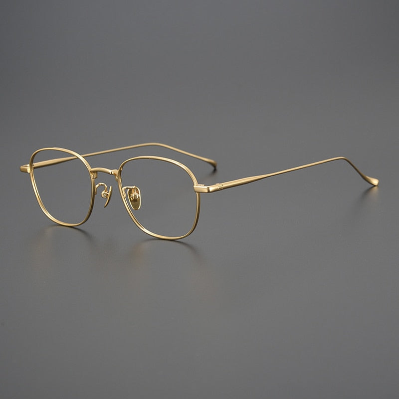 Gatenac Unisex Full Rim Irregular Square Titanium Eyeglasses Gxyj996 Full Rim Gatenac Gold  