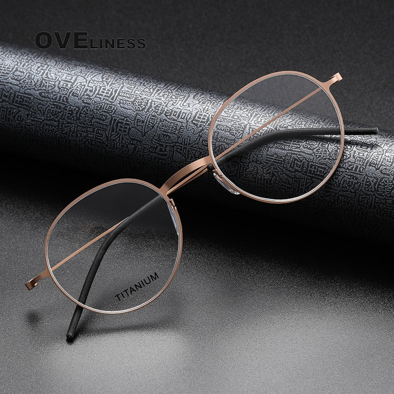 Oveliness Unisex Full Rim Round Screwless Titanium Eyeglasses 5501 Full Rim Oveliness   