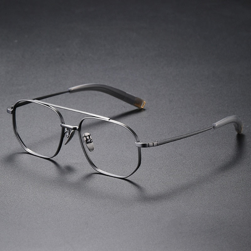 Muzz Men's Full Rim Round Titanium Double Rim Frame Eyeglasses Dlx07518 Full Rim Muzz gray  