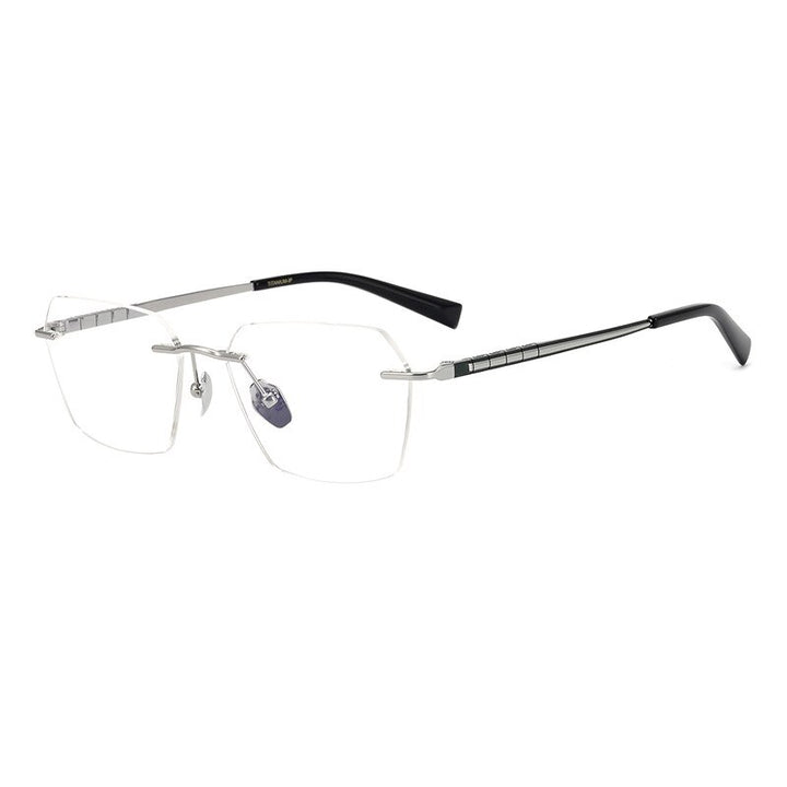 Bclear Unisex Rimless Square Titanium Eyeglasses Mys91101 Rimless Bclear   