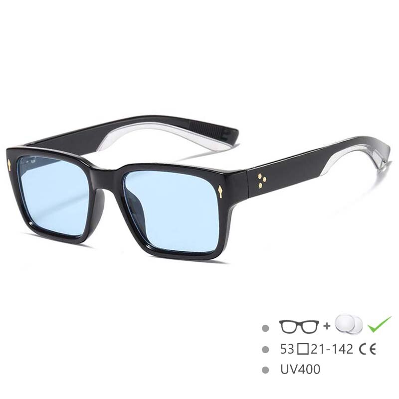 CCSpace Men's Full Rim Rectangular Acetate Frame Sunglasses 54568 Sunglasses CCspace Sunglasses Blue China 