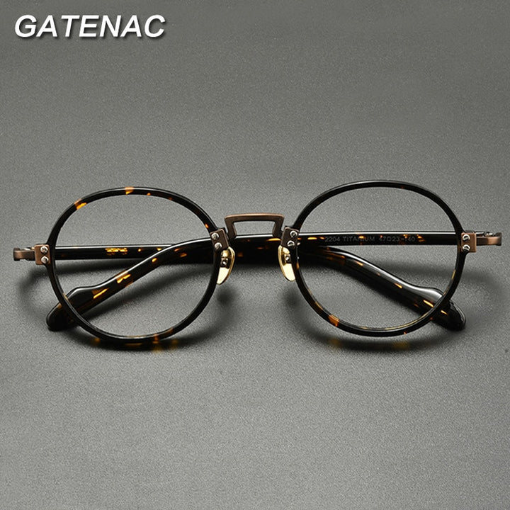 Gatenac Unisex Full Rim Round Acetate Eyeglasses Gxyj913 Frame Gatenac   