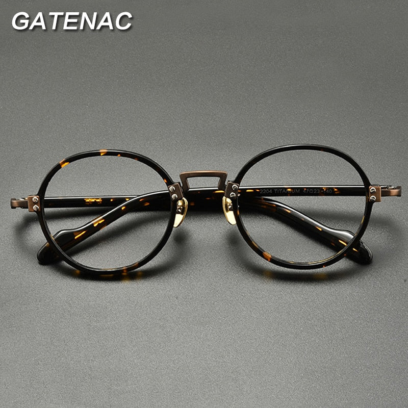 Gatenac Unisex Full Rim Round Acetate Eyeglasses Gxyj913 Frame Gatenac   